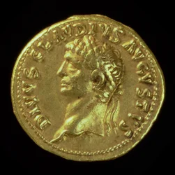 Aureus (Vorderseite) des vergöttlichten Claudius I. (AD 41-AD 54) geprägt unter Nero (AD 54-AD 68) (Gold) Inschrift: DIVVS CLAVDIVS AVGVSTVS